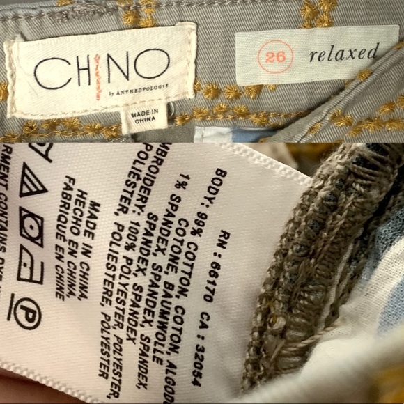 Anthropologie Relaxed Circle Embroidered Straight leg chino pants - Picture 5 of 6